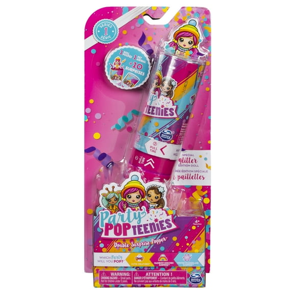 Party Popteenies - Double Surprise Popper, with Confetti, Collectible Mini Doll and Accessories, for Ages 4 and Up (Styles May Vary)