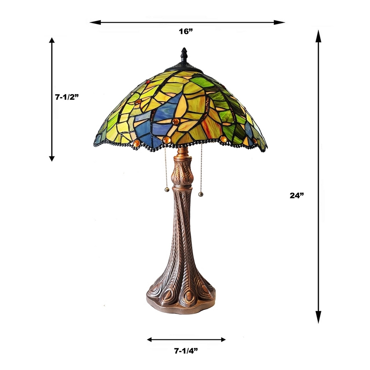 CHLOE Lighting MONSTERA-LEAF Floral-Style 2-Light Antique Dark Bronze Finish Stained Glass Window Panel 24" Tall