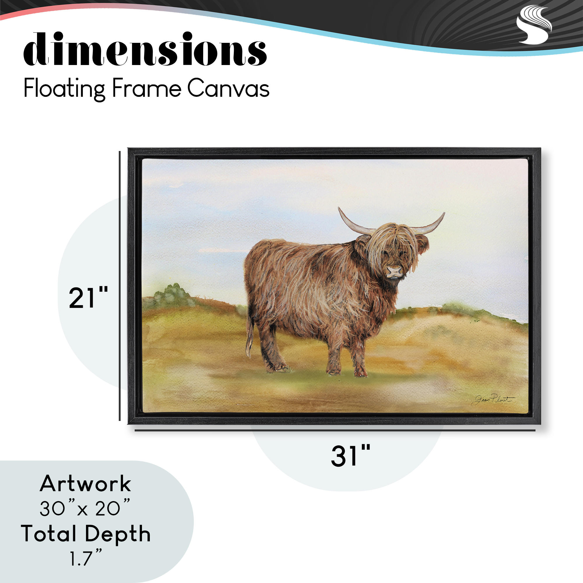 Farm Animal In Pasture Black Framed Floater Canvas Wall Art, design by Jean Plout