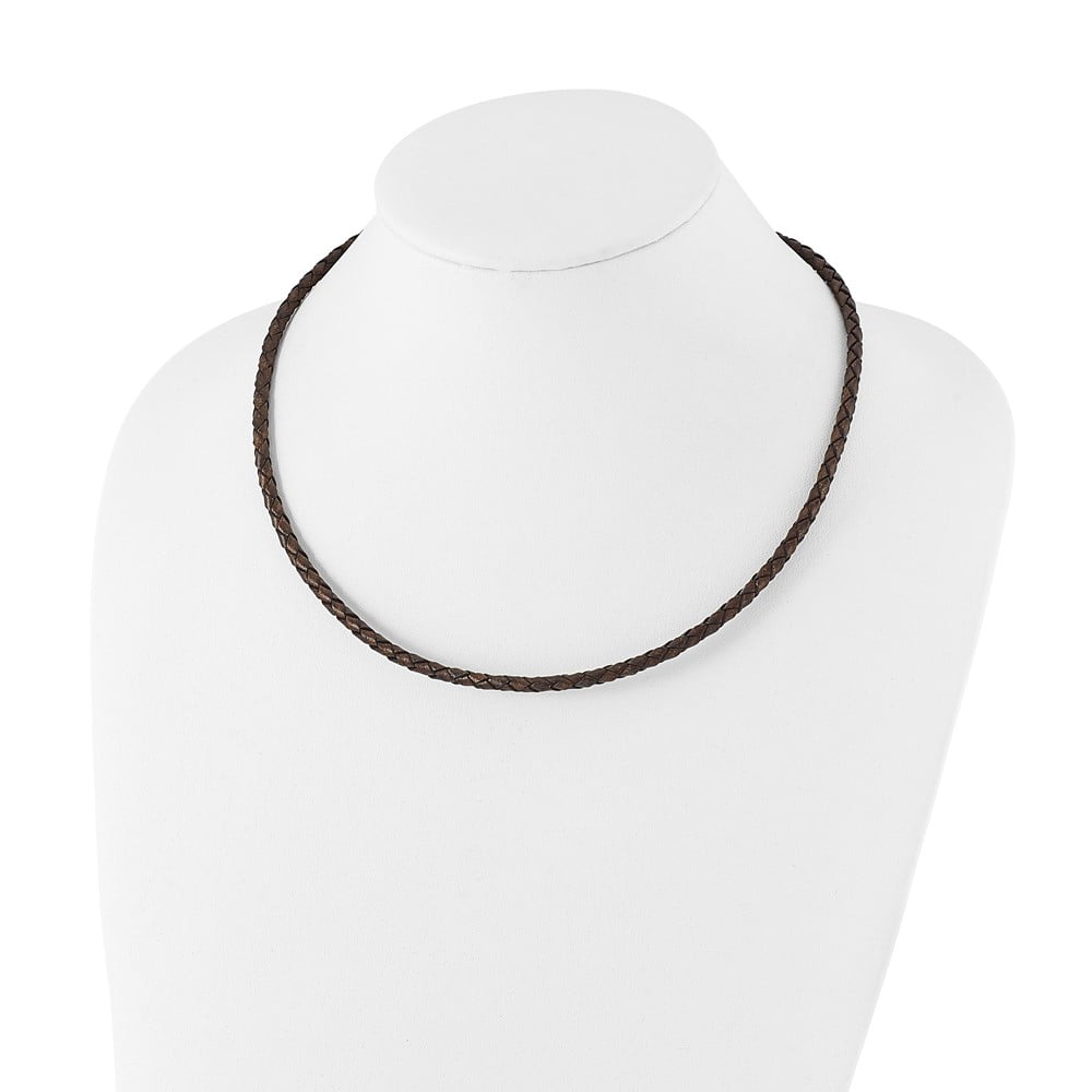 Stainless Steel Cord & Leather Chain Necklace Chisel 4 mm Genuine Hexagon Weave 18 inch