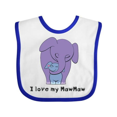 

Inktastic I Love My MawMaw Elephant Purple Blue Gift Baby Boy Bib