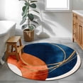 thumbnail image 4 of Navy Blue Burnt Orange Large Area Rugs for Bedroom Living Room, Soft Non Slip Carpet Bedside Rug, Boho Art Modern Geometric Round Floor Cover Kitchen Accent Rug 3' for Dining Room/Office, 4 of 9