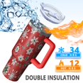 thumbnail image 5 of Red Christmas Snowflake Pattern Tumbler with Handle and Lid,40oz Double Wall Vacuum Insulated Tumbler,Cups Gift for Women and Men, 5 of 7