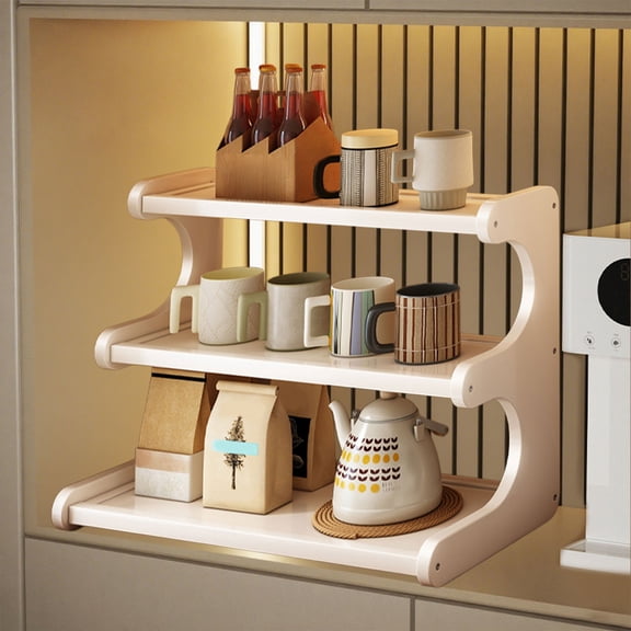 Storage Shelves Mug Rack Wooden Countertop Coffee Cup Rack Mug Display Coffee Mug Organizer Mug Rack For Coffee Station Organizer Mug Shelf For Cabinet For Kitchen