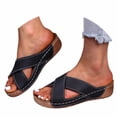thumbnail image 2 of HNMKIU Women's Sandals Strap Solid Thick Soled On Style for Everyday Wear Retro Beach Slide Indoor Outdoor Footwear with Comfortable Cushioning Beach Shoes Black,6.5, 2 of 8