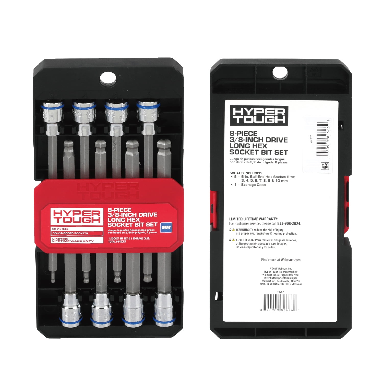 Hyper Tough 8-Piece 3/8-inch Drive Long Hex Socket Bit Set (mm)