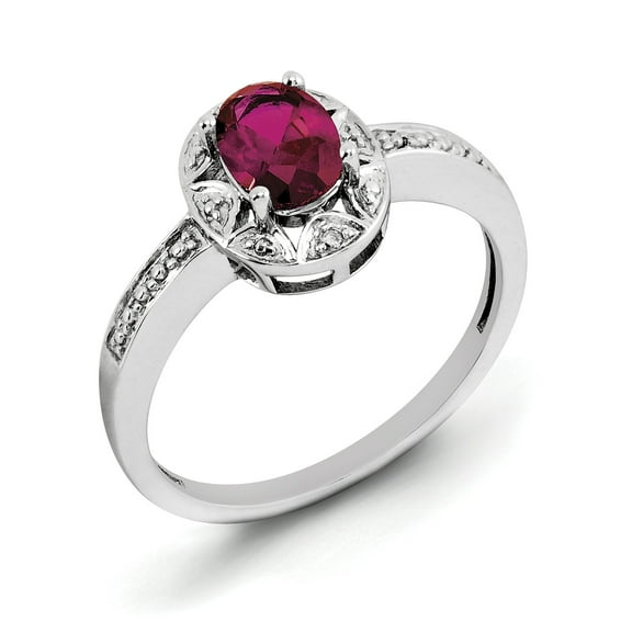 Sterling Silver Rhodium-Plated Diam. & Created Ruby Ring (Size 10) Made In India qbr10jul-10