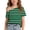 Green——Back to School, variant on Girls One Shoulder Short Sleeve T-Shirts Casual Striped Tees Summer Tops for Back to School Green 11 Years