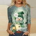 thumbnail image 2 of Womens Christmas Tops Casual Snowman Holiday Tees 3/4 Sleeve Round Neck Fall Tops Tshirts Fall Fashion Must Haves My Items, 2 of 5