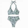 thumbnail image 4 of KPOPLK 2 Piece Women's Solid Bikini Set High Waisted Swimsuit Tummy Control Swimwear Halter V Neck Ruched Bathing Suit(L,Green), 4 of 9