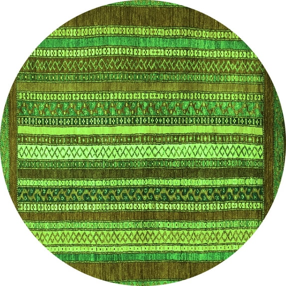 Ahgly Company Indoor Round Abstract Green Modern Area Rugs, 4' Round