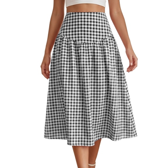 DARING DIVA Women's Summer Retro Below Knee Length Flared Skirts X-Small Black