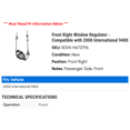thumbnail image 2 of Front Right Window Regulator - Compatible with 2000 International 9400, 2 of 2