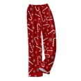 thumbnail image 4 of Hearthz Christmas Womens Fleece Pajama Pants High Waist Wide Leg Pajama Bottoms Women Winter Warm Fuzzy Flannel Women’s Lounge Pants Xmas Sleeping Pants Women, 4 of 5