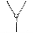 thumbnail image 1 of Slip Chain Necklace for Women Men Gothic Stainless Steel Cuban Link Long Necklace with Bar Pendant Punk Rock Collar Choker Adjustable Lariat Y Necklac, 1 of 5