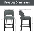 thumbnail image 3 of Vknow Furniture Mid-Century Counter Height Bar Stools Set of 4 with Solid Wood Legs and Ergonomic Backrest for Kitchen Island and Dining Room,Dark Gray, 3 of 8