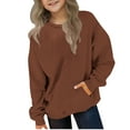 thumbnail image 2 of MKOSPLRT Kids Oversized Sweatshirts Long Sleeve Drop Shoulder Pullover Tops Crew Neck Solid Sweat Shirts Fall Clothes with Pocket 2-12Y, 2 of 7
