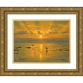 thumbnail image 1 of Adamov, Alexey 24x19 Gold Ornate Wood Framed with Double Matting Museum Art Print Titled - Sunset over the  Sea with Seagulls III, 1 of 4