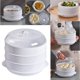 thumbnail image 2 of de alimentos para microondas de 3 niveles, utensilios de cocina rápidos con tapa, olla de grado alimenticio saludable para verduras, mayimx Vaporizador de microondas, 2 of 9