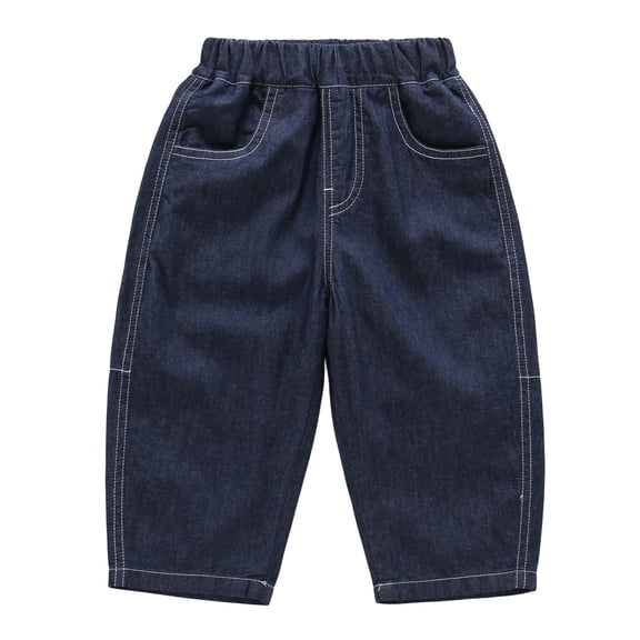 UJNDER Soft Denim Boy Pants Lightweight Straight Leg Everyday Comfort Trousers for Kids Boys Pants,Dark Blue,9-10 Years