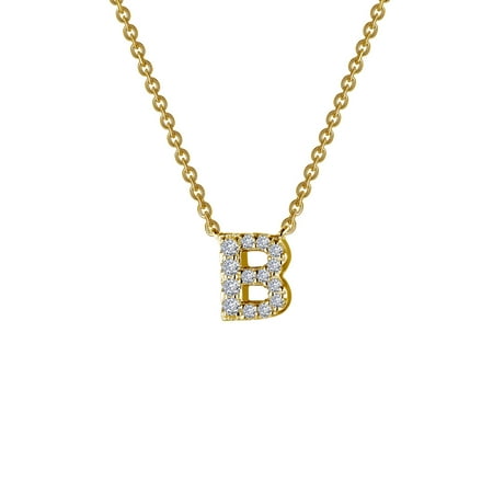 Lafonn Initials By Rhonda Faber Green Sterling Silver Gold Plated Initial B Necklaces (0.42 Cttw)