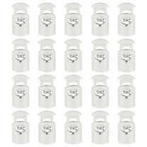 Uxcell 20pcs Plastic Cord Locks Single Hole Spring Toggle Stopper Clip Elastic Clasp Lock Fastener for Drawstring, Paracord, White