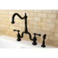 thumbnail image 2 of Kingston Brass KS7755ALBS English Country Kitchen Bridge Faucet with Brass Sprayer, Oil Rubbed Bronze, 2 of 5