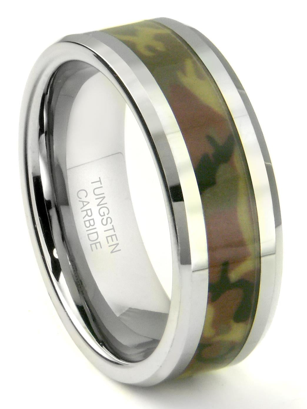 In Dome style wedding band ring sz10~12 8mm Tungsten Carbide Ring w/ 2.5 mm C.Z 