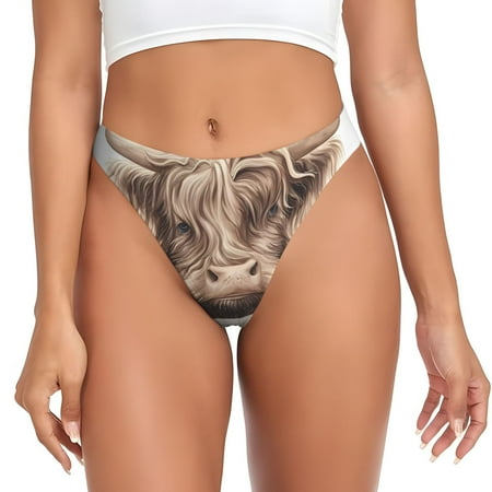 Qokaie Relaxed Cute Cow Reading Printed Women s Cotton Thong Underwear  Sexy Breathable Panties G-string-X-Large