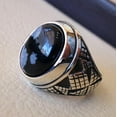 thumbnail image 3 of Snowflake Obsidian Mens Ring, Natural Snowflake Obsidian, Gents Ring, Silver Jewelry, 925 Silver Ring, Gift, Heavy Mens Ring, Arabic Design, Ottoman Style Ring, Christmas, Turkey Mens Signet Ring, 3 of 5
