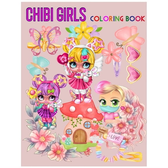 chibi girls coloring book: Famous Kawaii Anime Girls.Adorable characters in manga scenes, (Paperback)