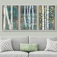thumbnail image 2 of IDEA4WALL Framed Canvas Print Wall Art Set of 3 Retro Vintage Forest Trees on Wood Background Wall Decor Spring Birds Nature Wilderness Botanical Prints Minimal Bohemian Artwork - White 16"x24"x3, 2 of 5