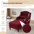 thumbnail image 4 of Chaise Lounge Chair Indoor, Upholstered Chenille Sleeper Sofa Bed with Wooden Armrests and Legs, Lazy Reading Chair Couch,  Bearing 500LBS, Red, 4 of 7