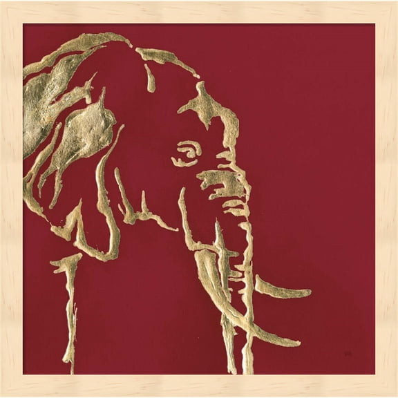 Gilded Elephant on Red by Chris Paschke, Framed Wall Art, 13.25W x 13.25H