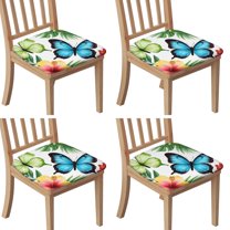 Tropical Palm Leaves with Butt Seat Covers for Dining Room Chairs Set Of 4,Stretch Printed Washable Chair Seat Cover with Elastic Ties and Button,Removable Waterproof Couch Cushion Covers
