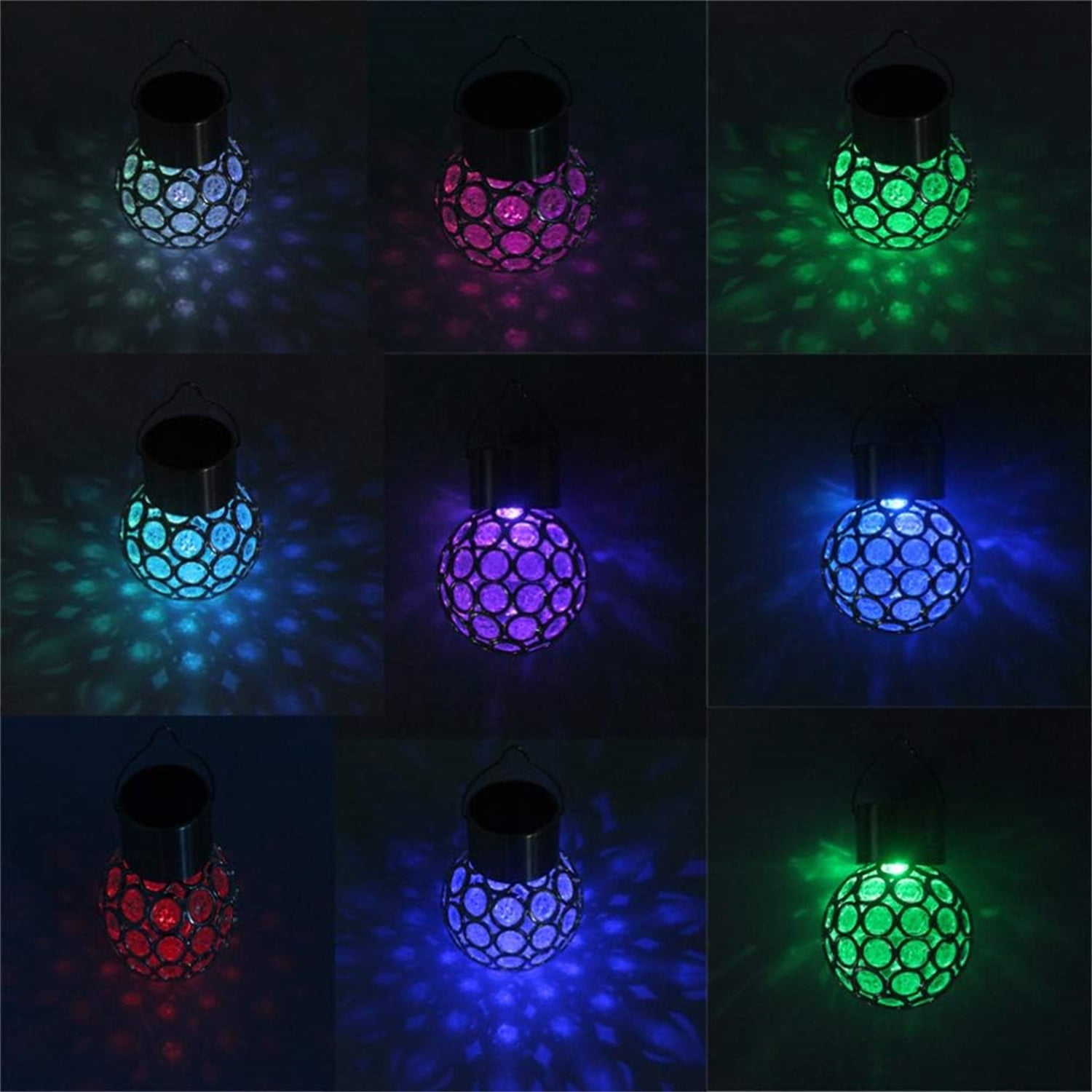 Bexikou 4 Pack Hanging Solar Lights Outdoor, Decorative Ball Lights Waterproof Solar Lanterns with Handle for Garden, Walkway, Tree, or Holiday Decoration - Color Changing
