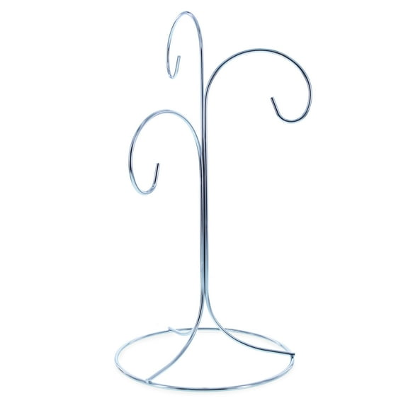 3-Arm 3-Tier Silver Metal Ornament Stand Display 10.75 Inches (Taiwan)