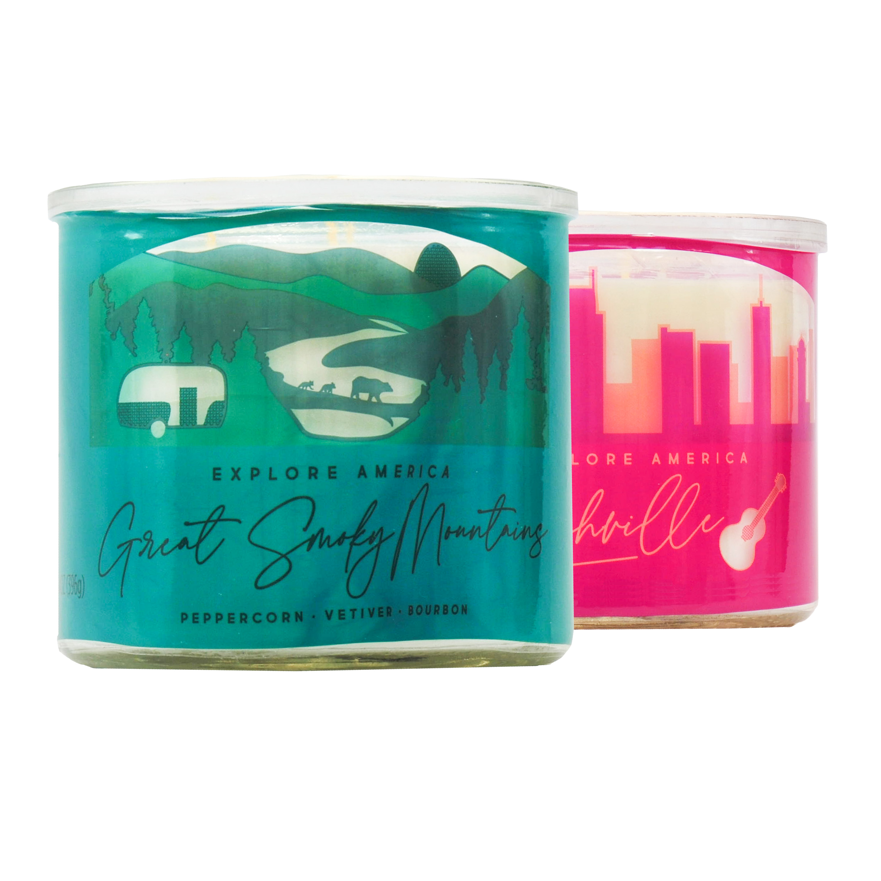 Mainstays 14 Ounce 3 Wick Candles Nashville and Great Smoky Mountains Wraps, 2 Pack