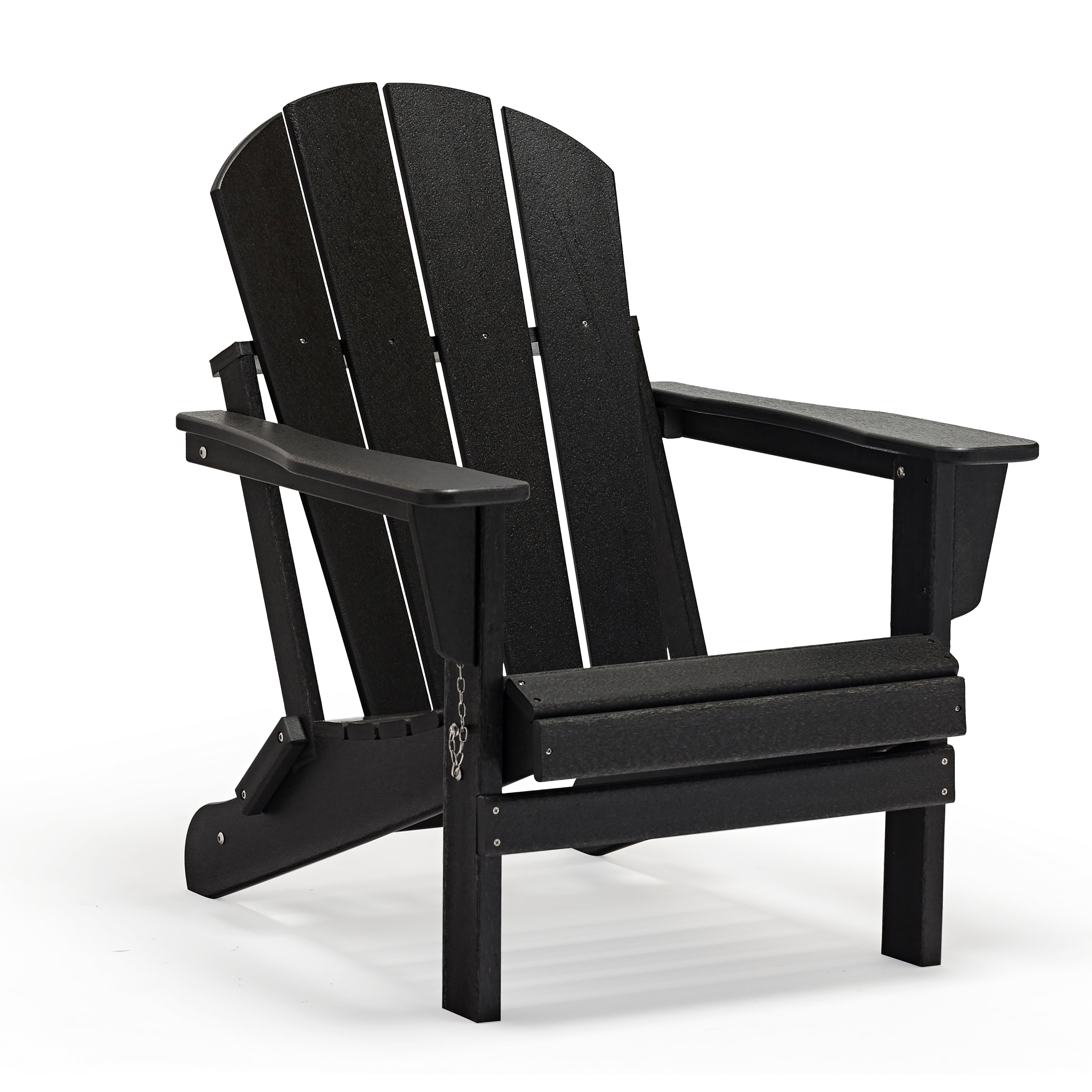 Polytrends  Laguna Fade Resistant All Weather Outdoor Patio Folding Adirondack Chair Black Poly Synthetic Fiber,Plastic