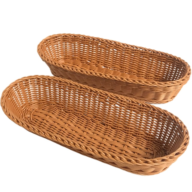 Cesta de plástico de 2 piezas Cesta de plástico Canasta Imitación de ratán Cesta de plástico Cesta de alimentos