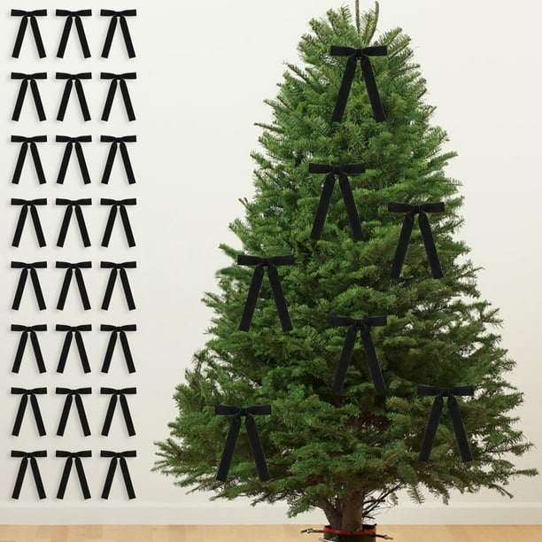 Set de decoración de 24 piezas para lazos de terciopelo y árbol de Navidad | Lazos navideños de terciopelo tipo seda | Textura suave y elegante | Adornos versátiles para coronas de guirnaldas y