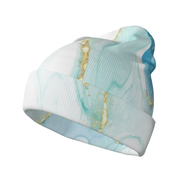 Kdxio Gold Lines Marble Watercolor Winter Beanie for Men Women Beanie Knit Hat Cuffed Cap Beanie Knit Chunky Snow Cap