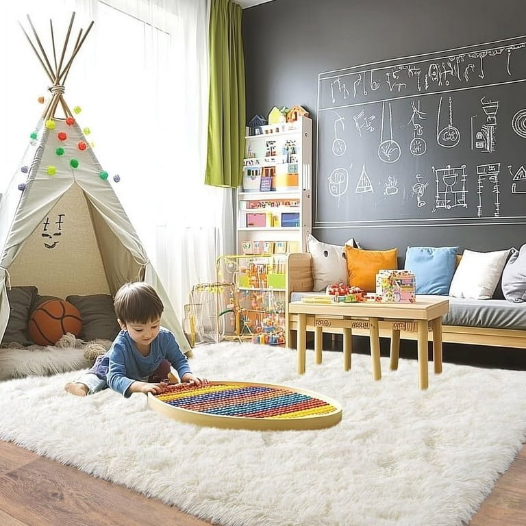 8x10 Large Area Rugs for Living Room, Ultra Soft Cream White Big