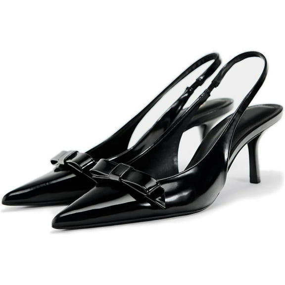Bow Slingback Kitten Heels for Women Closed Pointed Toe Dress Pumps Sexy Dressy Heeled Shoes Evening Party Prom Stiletto Heels Sandals