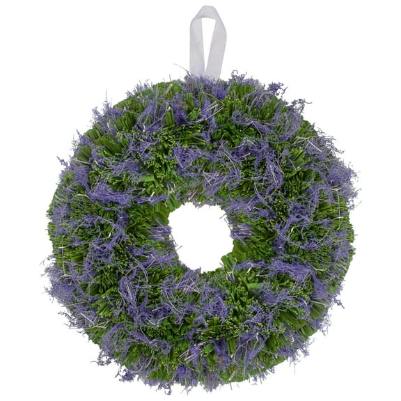 Northlight 14.5" Unlit Purple Reindeer Moss and Green Twig Artificial Floral Spring Wreath