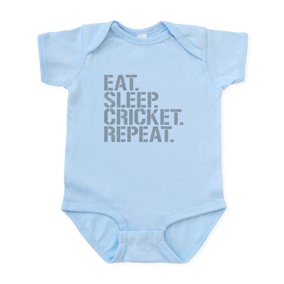 CafePress - Eat Sleep Cricket Repeat Body Suit - Baby Light Bodysuit, Size Newborn - 24 Months