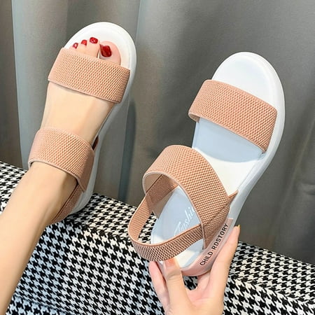 

Kenmeko Summer Shose 2022 Ladies Shoes Summer Roman Shoes Beach Sandals Flat Elastic Band Mesh Sandals J10