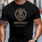 Men's Hammersbald Print T-Shirt - Soft Round Neck Casual Summer Tee with Iconic Bald Design for & Casual Attire Machine Washable Outdoor Shirt All-Season Comfort Fit
