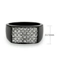 thumbnail image 3 of Black Stainless Steel Ring with AAA Grade CZ in Clear for Women Clear Stone Color Style TK3754 Size 13, 3 of 5
