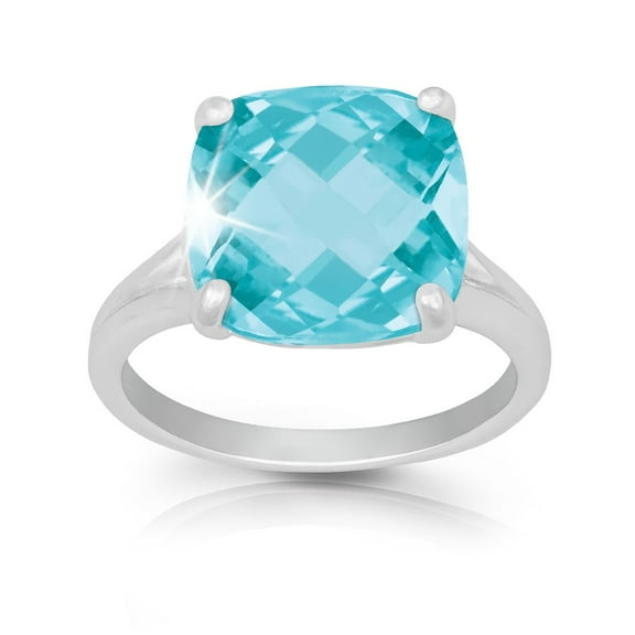 Daily Delight TheJewelryHut Designer Sterling Silver Large Square Gemstone Ring - Blue Topaz